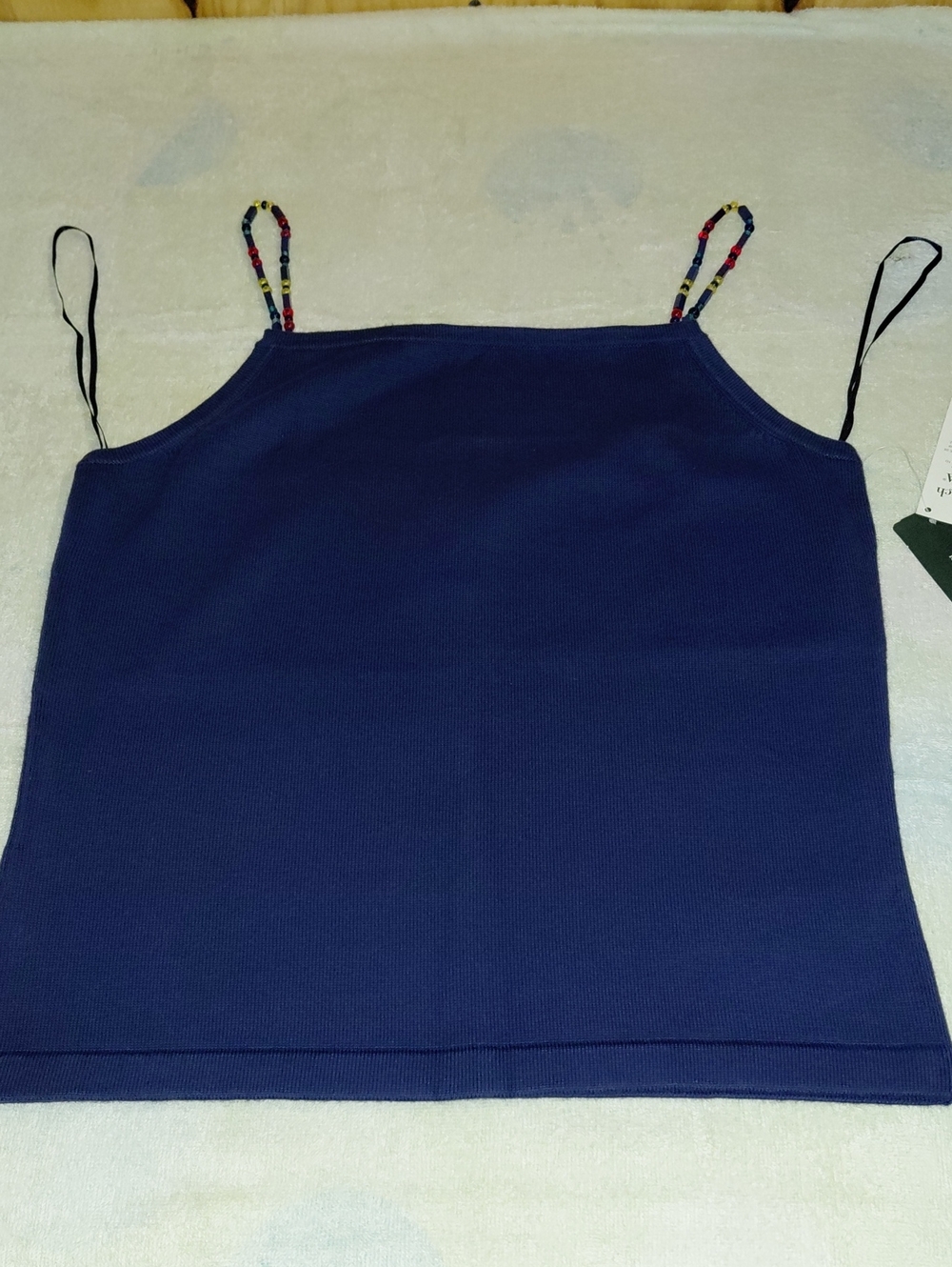 Lauren Ralph Lauren Petite Navy Sleveless Top With Beaded Straps, NWT, PS